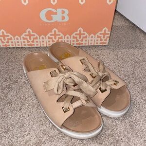 ❤️Gianni Bini Beige Women's Mules with Gold Accents